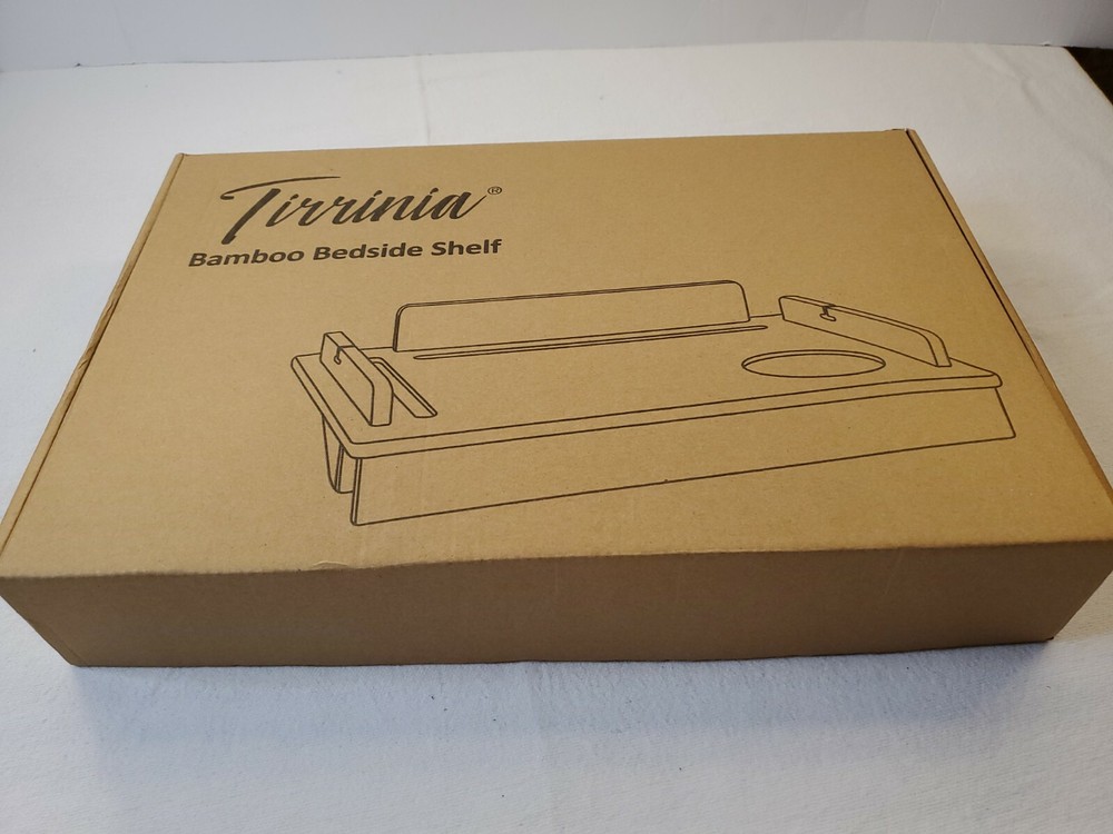 Bamboo Bedside Shelf Table & Storage Organizer Caddy