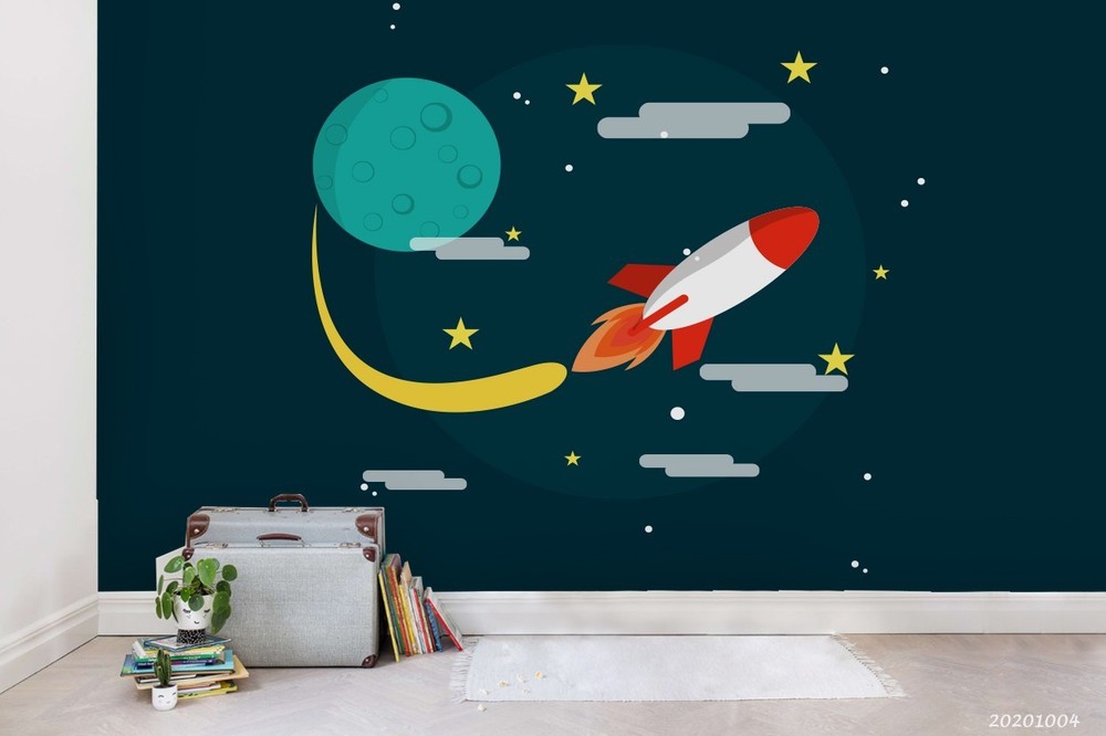 3D Space Rocket Planet Illustration Wall Murals Wallpaper Murals Wall Sticker 41