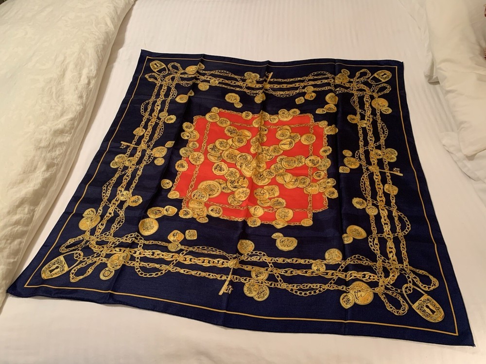 Vintage Italian Silk Scarf 35x35 Inches Elegant Floral Design