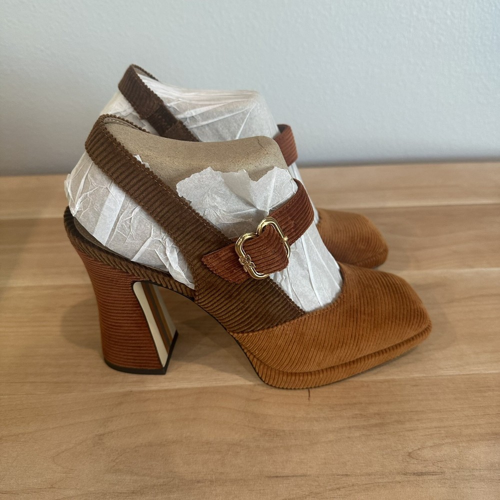 NEW Sam Edelman Women's Jildie Platform Slingback Mustard Corduroy Pump Heel Size 9