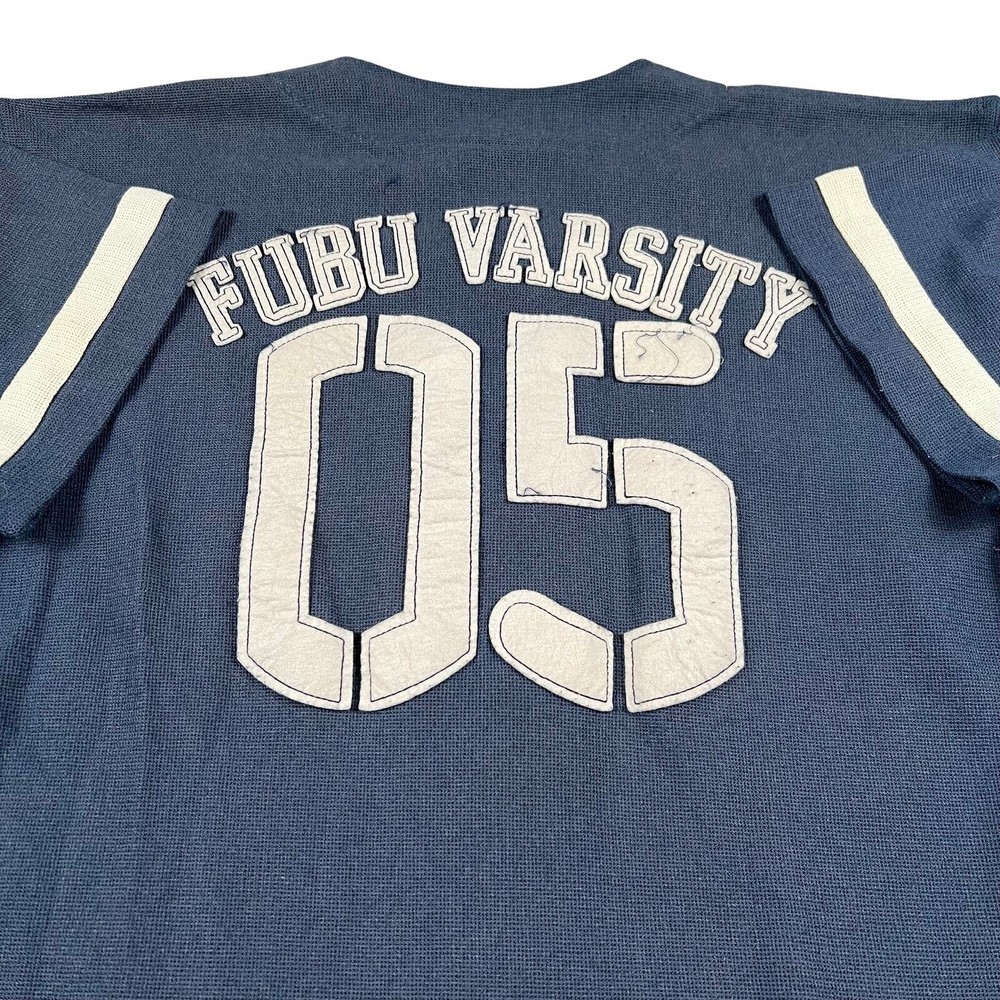 Vintage FUBU Y2K Blue Varsity Baseball Style Jersey Retro Streetwear