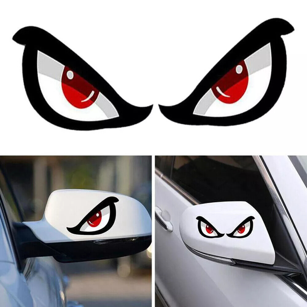 Funny 3D Shark Left+Right Eyes Sticker Reflective Decal Car Exterior Accessories