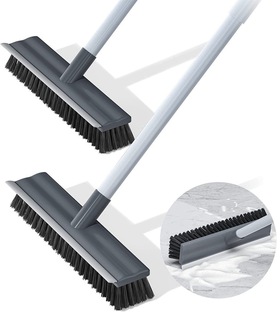 Floor Scrub Brush 2 in 1 Scrape&brush Push Broom Stiff Bristle 17