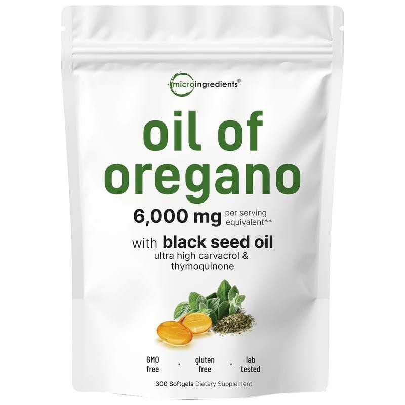 2 in 1 Oil of Oregano & Black Seed Softgels Count with Carvacrol,Immune Support