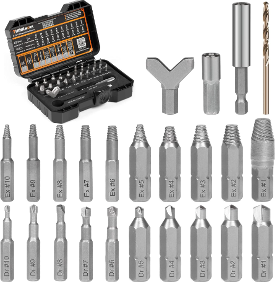 24-PC Stripped Bolt Extractor Set – Easy Out Impact Socket Damaged Bolt Remover