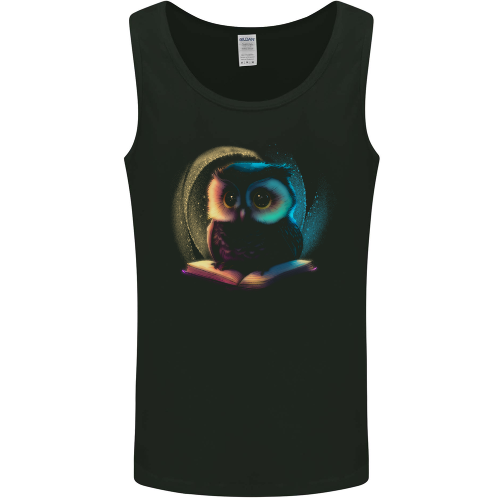 Owl Reading a Book Bookworm Reader Mens Vest Tank Top