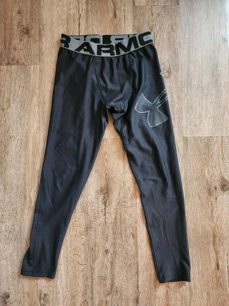 Under Armour YMD Youth Medium Black Pants Heat Gear Fitted Football Baseball