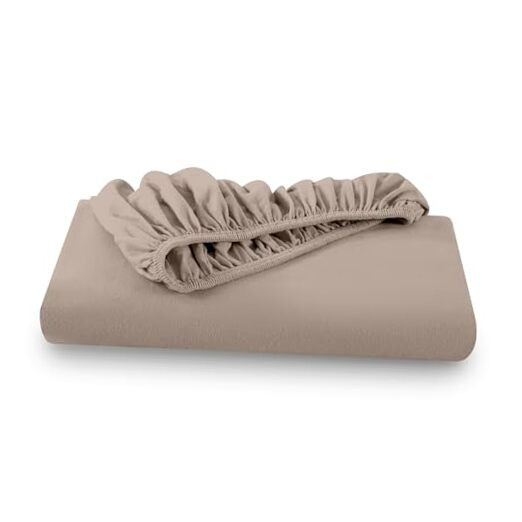 Velvety Soft 100% Cotton Flannel Fitted Queen Sheet in Taupe