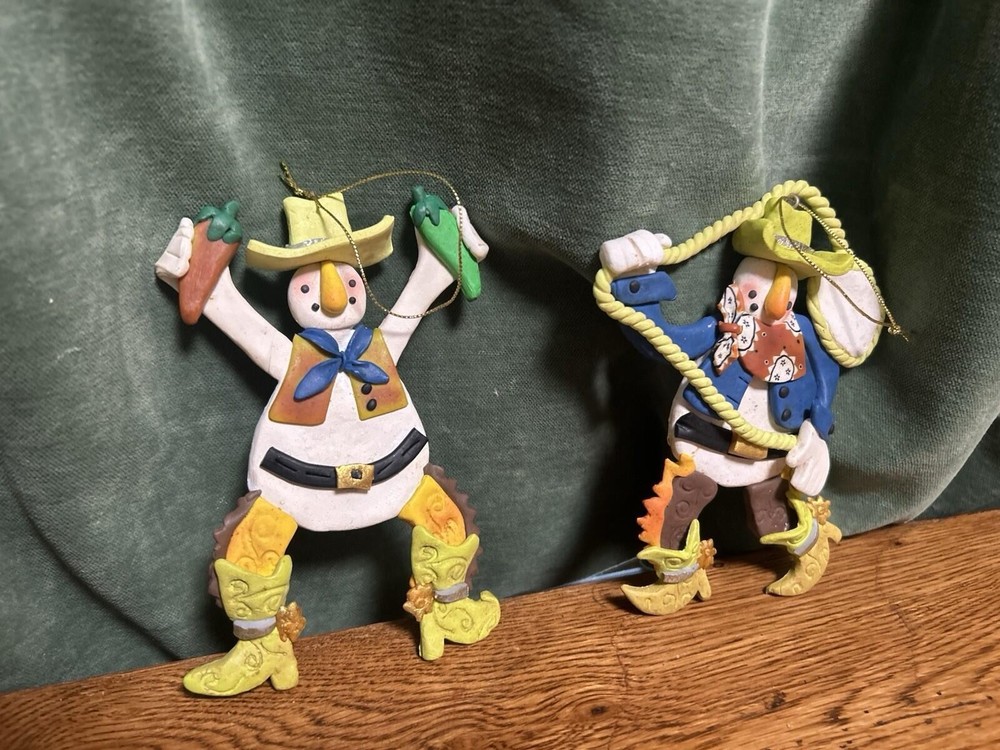Western-Themed Snowman Ornaments