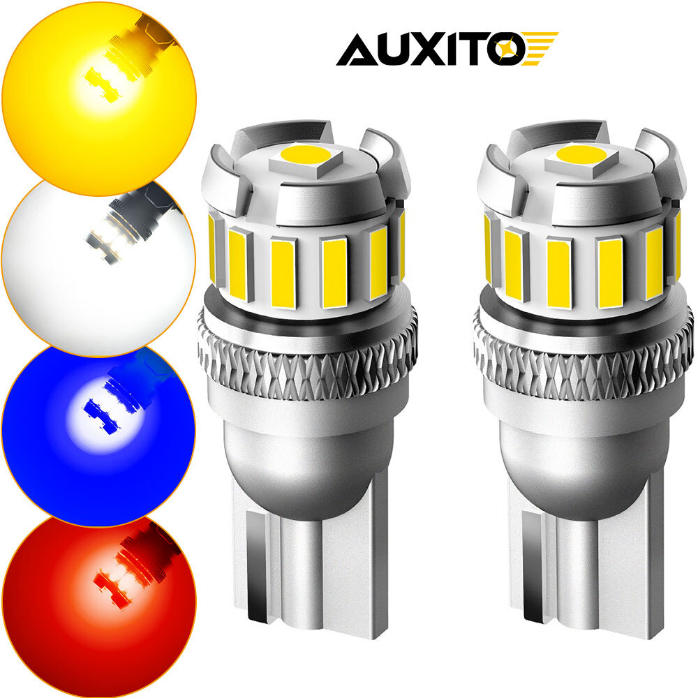 2/10x auxito ブルー ホワイト アンバー t10 led ウェッジ 電球 w5w 194 168 192 Canbus M