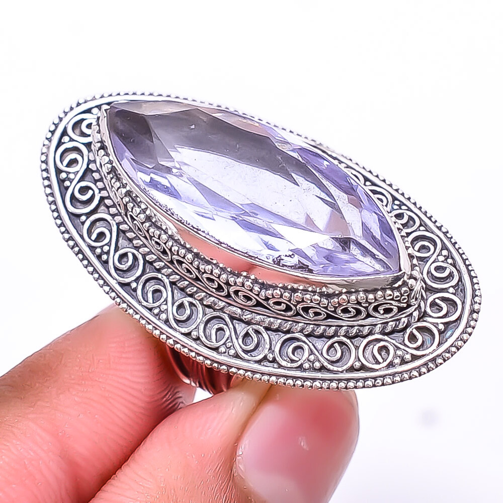 Purple Amethyst Fine Art Oxidised 925 Sterling Silver Ring S.7 R_9500_224_10