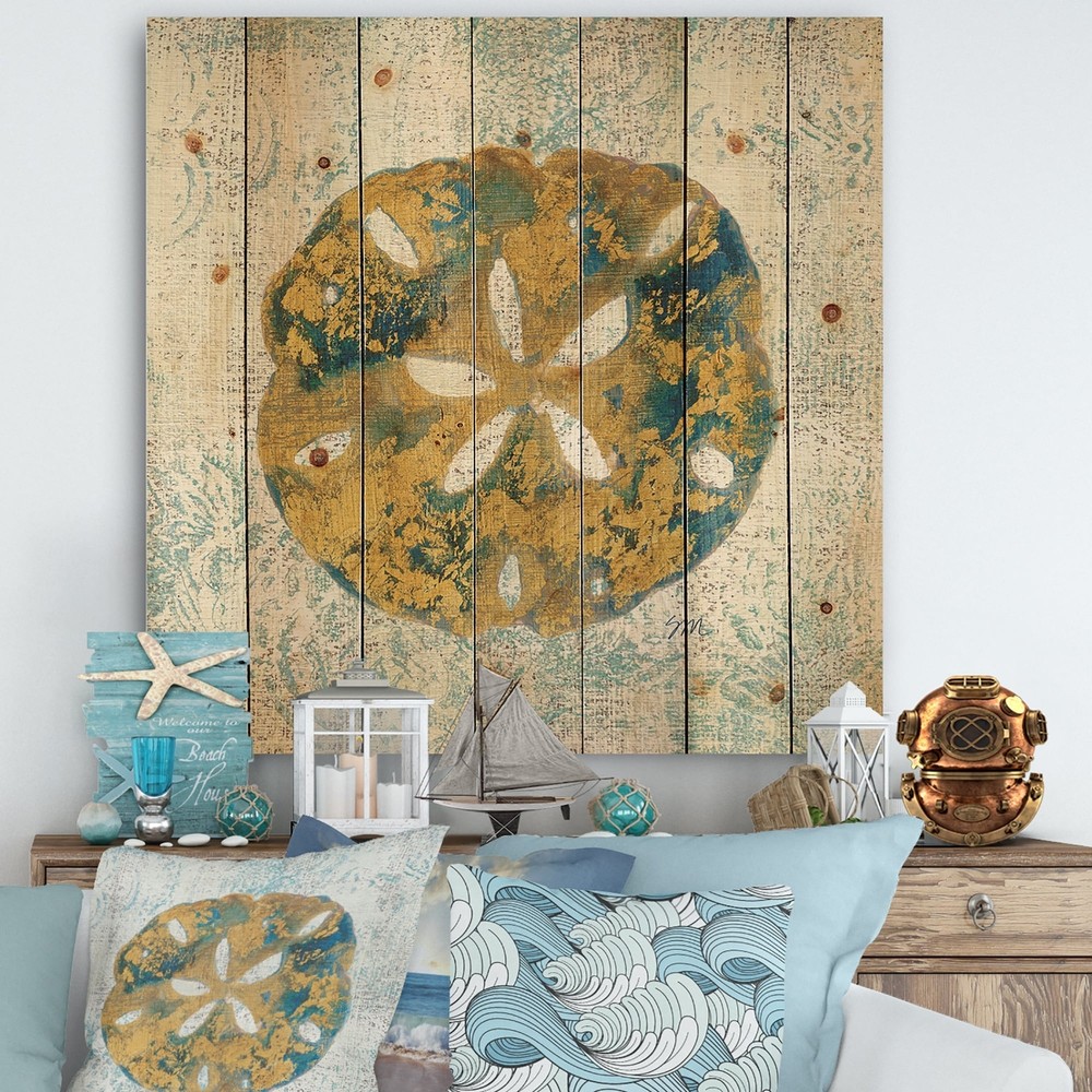 Designart 'Coastal Pastel seashells II' Vintage Nautical  Small