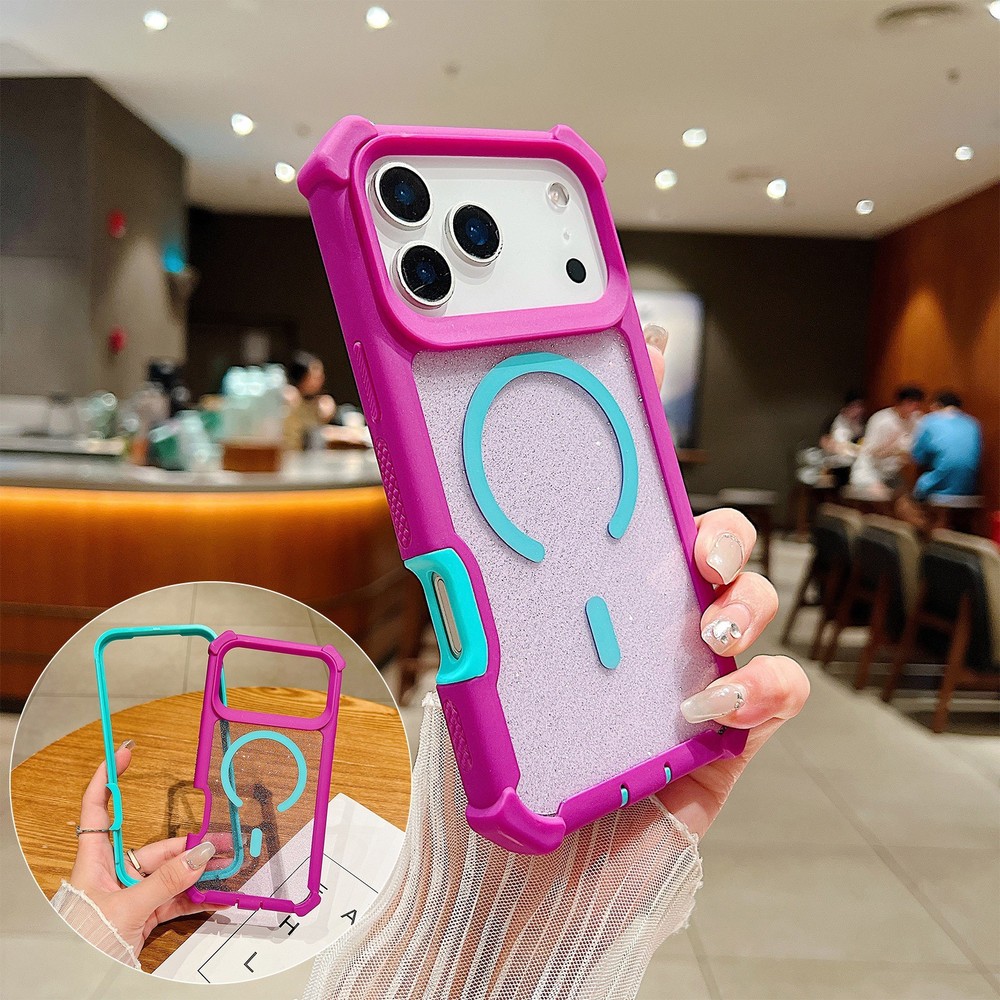 For iPhone 16e 17 Pro Max 15 14 13 12 11 Shockproof Glitter Mag Safe Case Cover