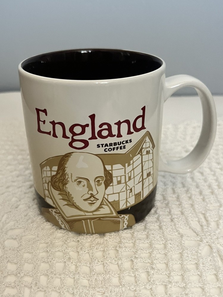 Starbucks 2010 England Shakespeare Ceramic Coffee Mug 16oz Collectible
