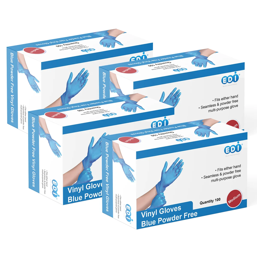 Blue Vinyl Gloves Disposable Powder-Free Latex-Free 400 Count Unisex