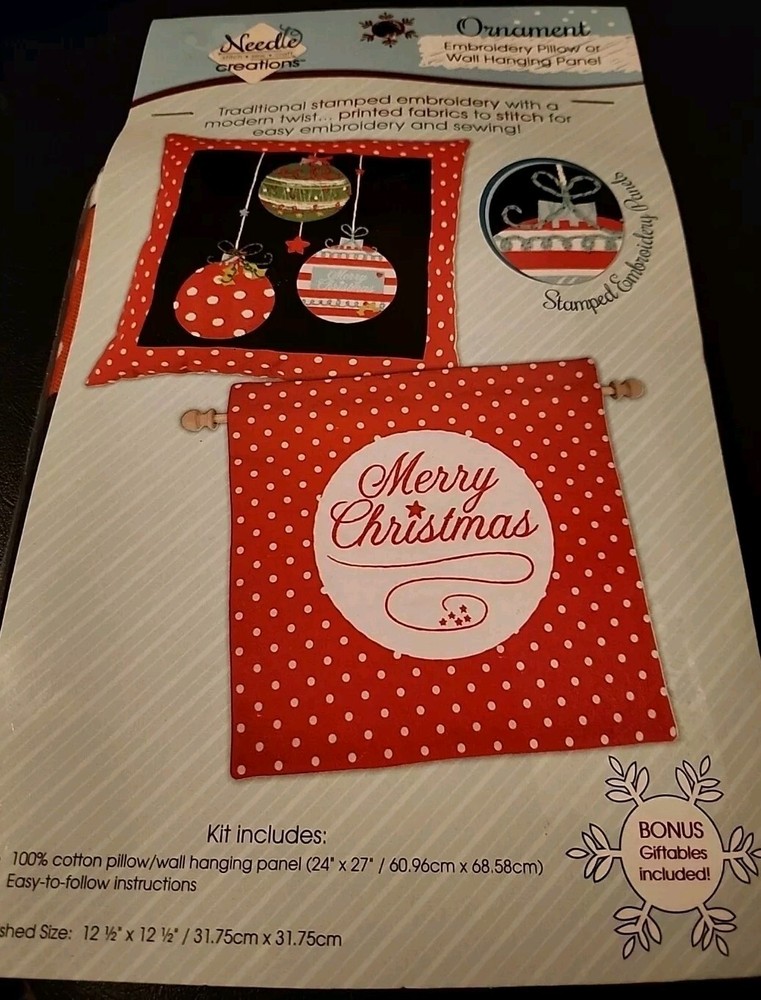 Stamped Embroidery Chrismas Pillow Wall Or Hanging Wall Art Kit Ornaments