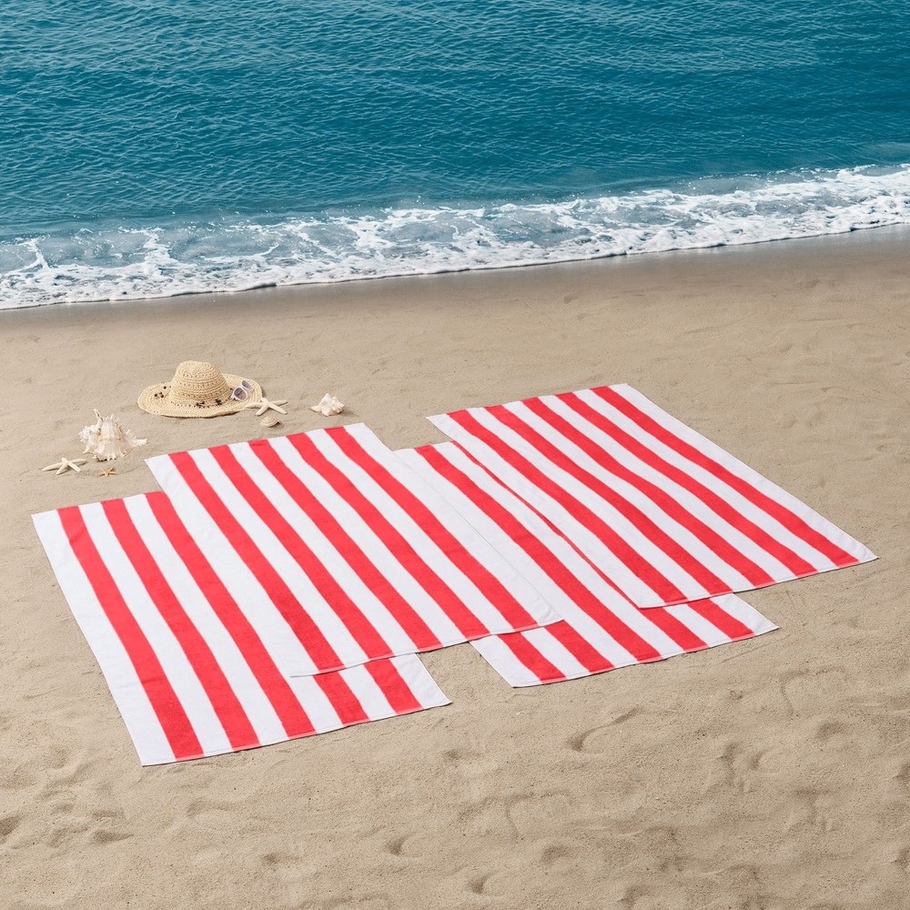 Mainstays Cabana 4-Pack 58x28 Inch Red Beach Towels  