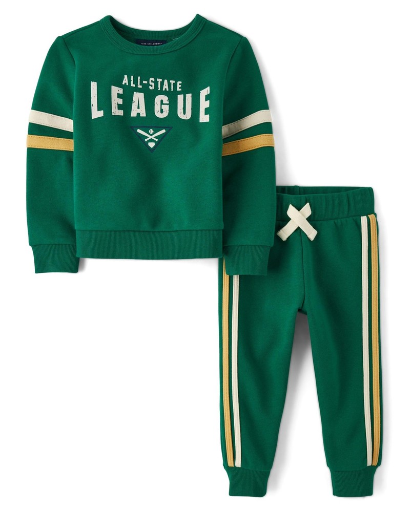,Baby Boys,and Sweatshirt and Sweatpant, 2 Piece Outfit,Varsity Green,5 Years,