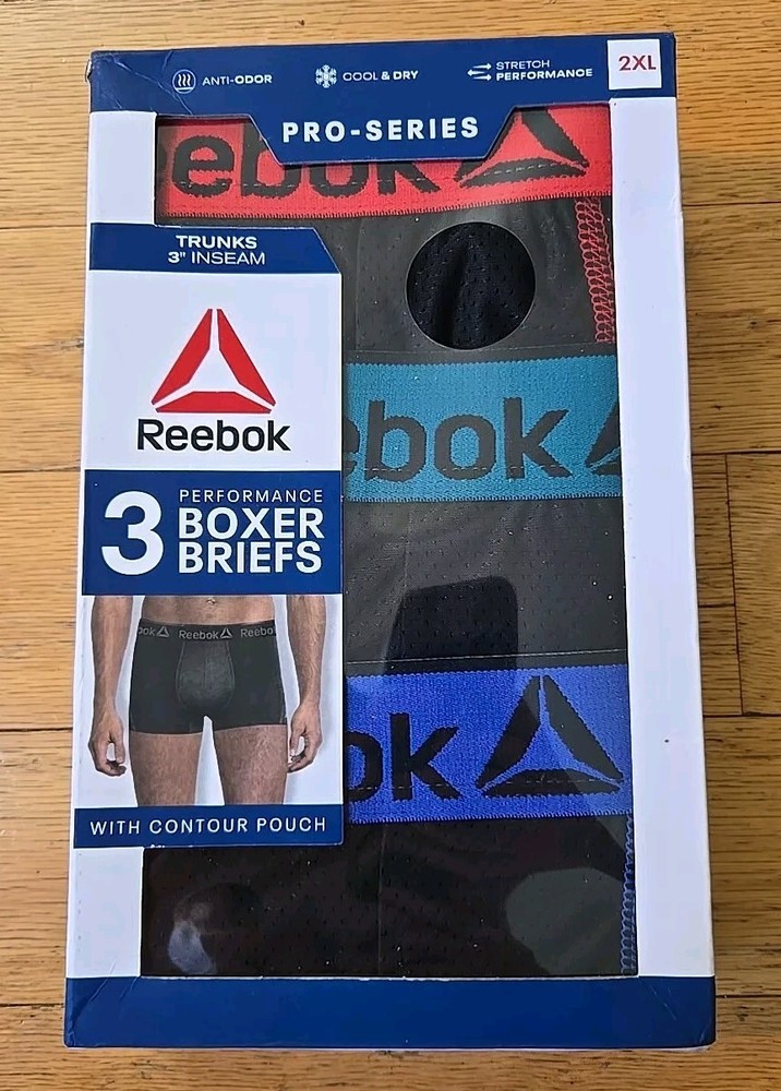Reebok Men's 3 Pack Performance Boxer Briefs Trunks 3