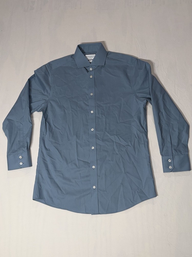 Charles Tyrwhitt Slim Fit Long Sleeve Button Up Dress Shirt Blue Mens Size 15.5