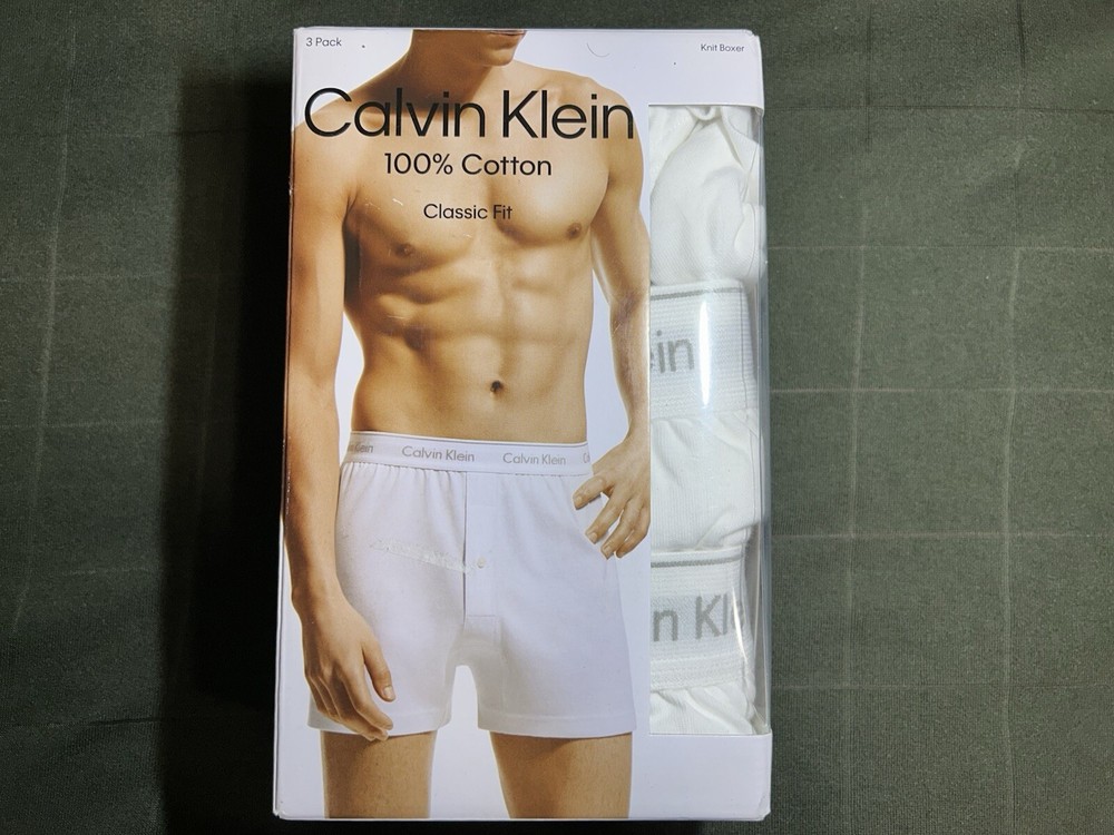 Calvin Klein Men's Cotton Classics Multipack Knit Boxers White - NB4005