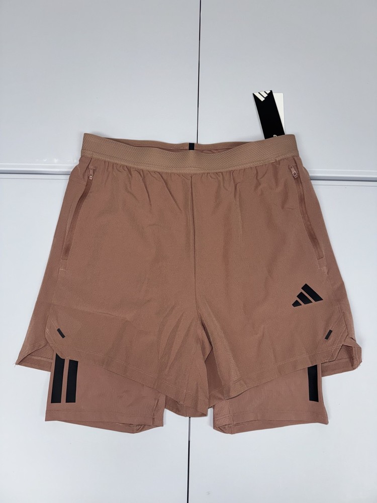 Adidas Men's Power 2-in-1 Primelift Shorts Warm Clay/Black JI8205 Size L $75
