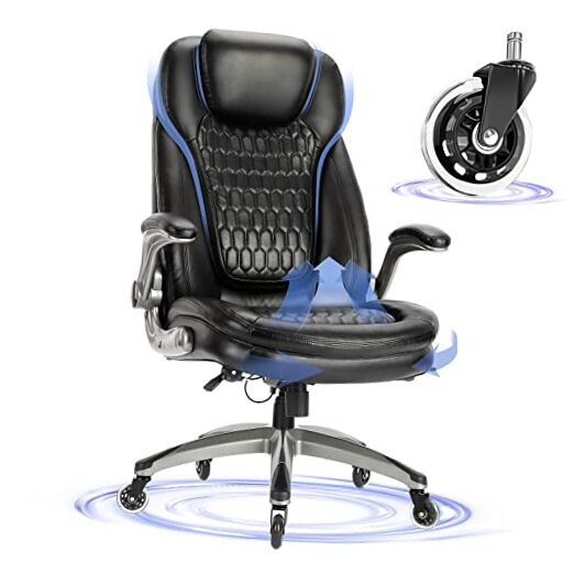 Ergonomic High Back Executive Office Chair - Leather Computer Desk Chair with Lumbar Support