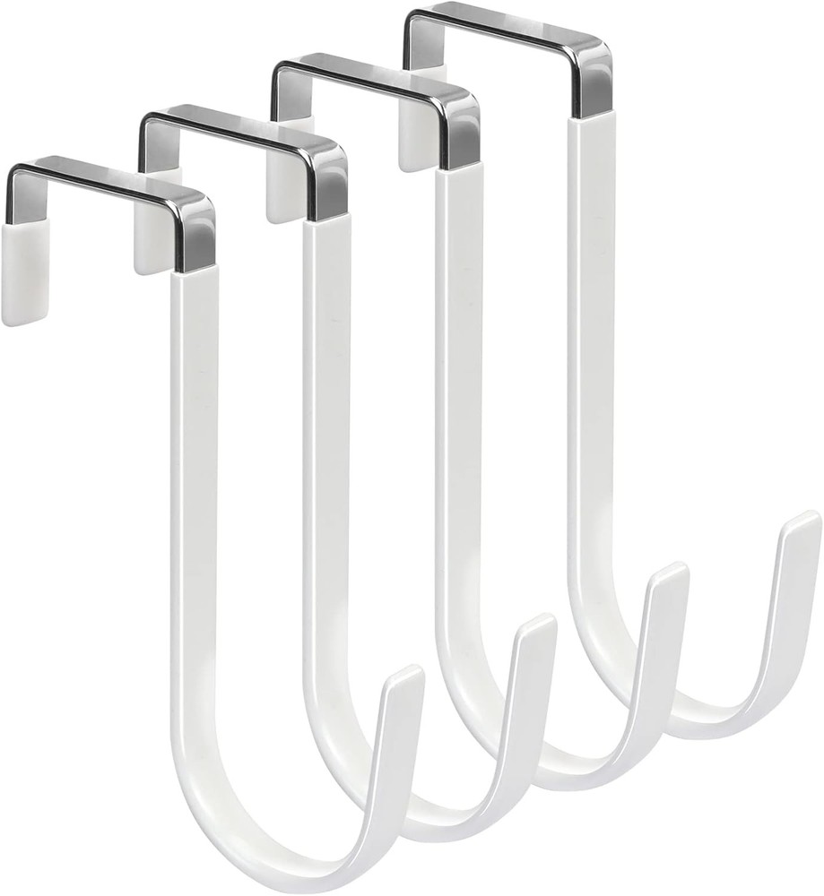 Over The Door Hooks 4 Pack Hangers Hooks W/ Rubber Prevent Scratches Heavy Duty