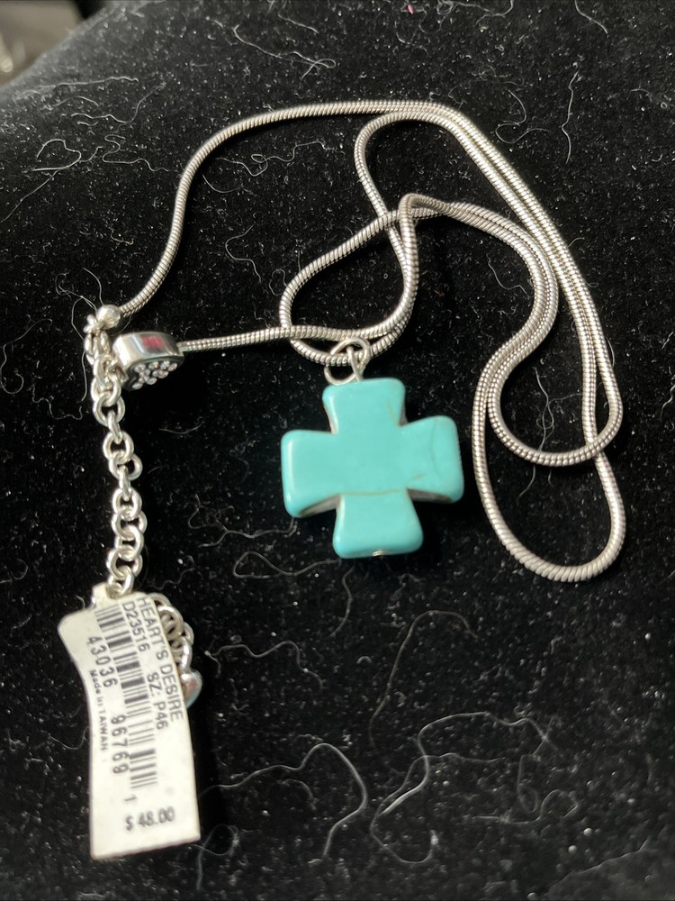 Brighton Heart's Desire Silver Crystal Chain Necklace 26 Inch NWT Add Charm