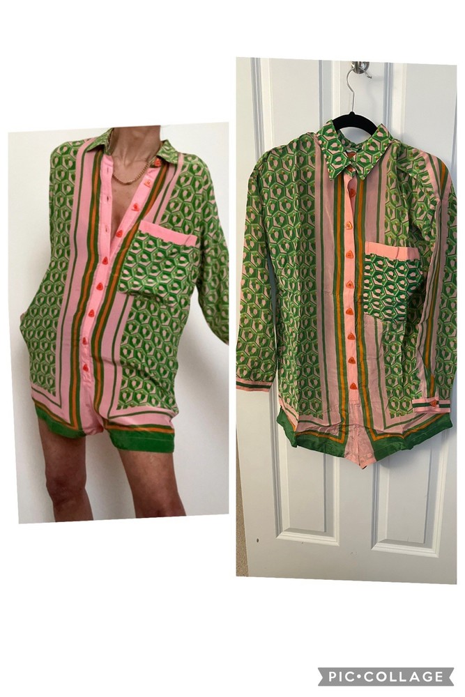 FARM RIO Cashew Scarf Mix Romper Small