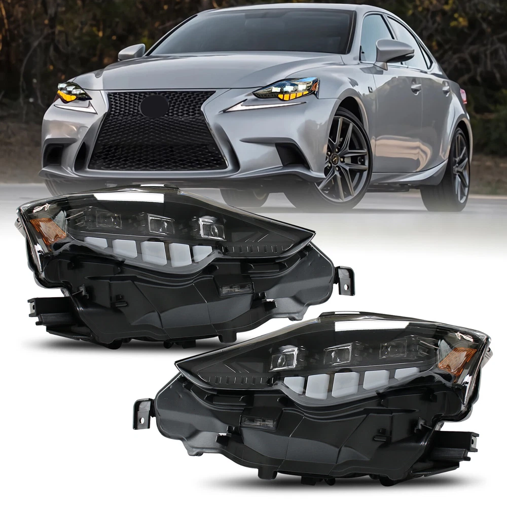 LED Headlight For Lexus IS250 IS300h IS350 F 2013-2016 Sequential Pair hcmotionz
