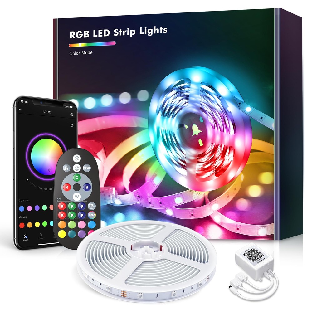 100ft Smart LED Strip Lights Bluetooth with Remote, LED Lights for Bedroom wi...