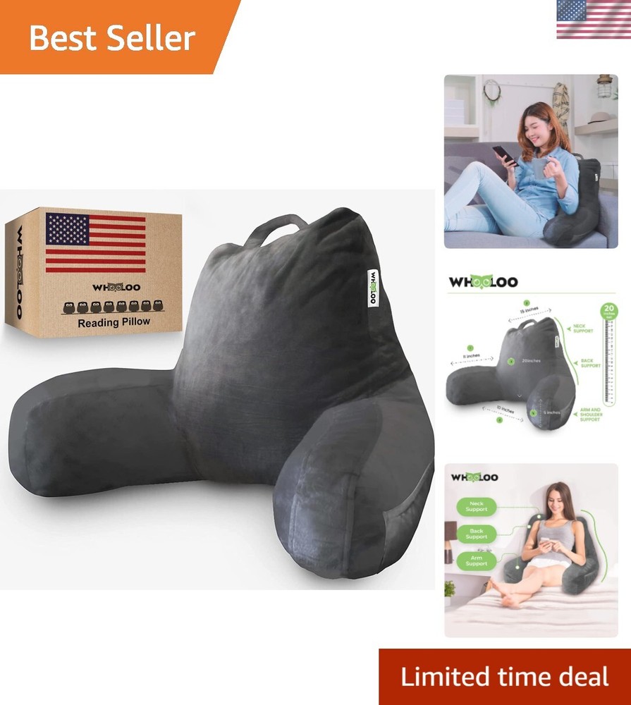 Large Memory Foam Reading Pillow for Back Support & Bed Relaxation