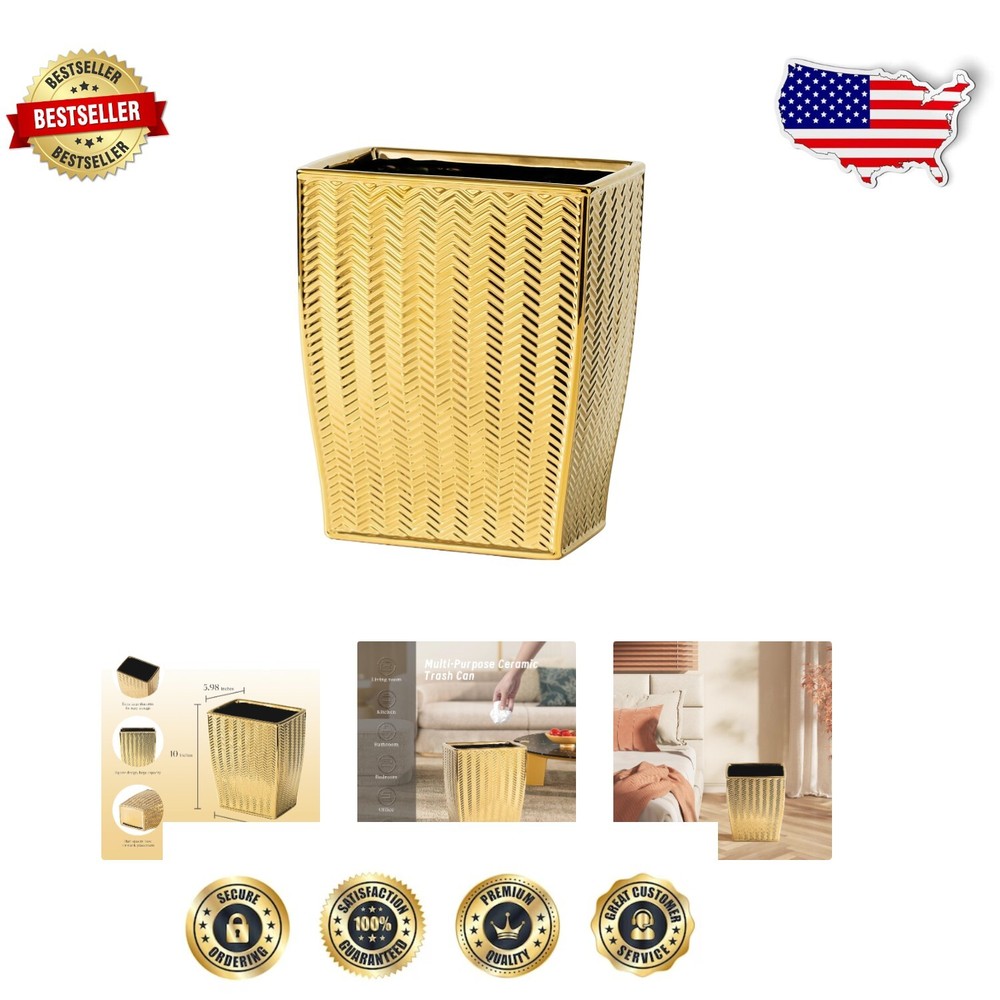 Fashionable 1.32 Gallon Gold Trash Can - Decorative Solution for Every Room