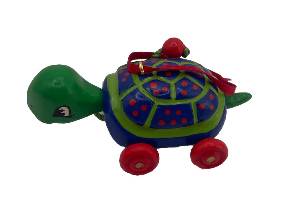 Wiggles Pull Wooden Toy Turtle 2001 Hallmark Keepsake Ornament