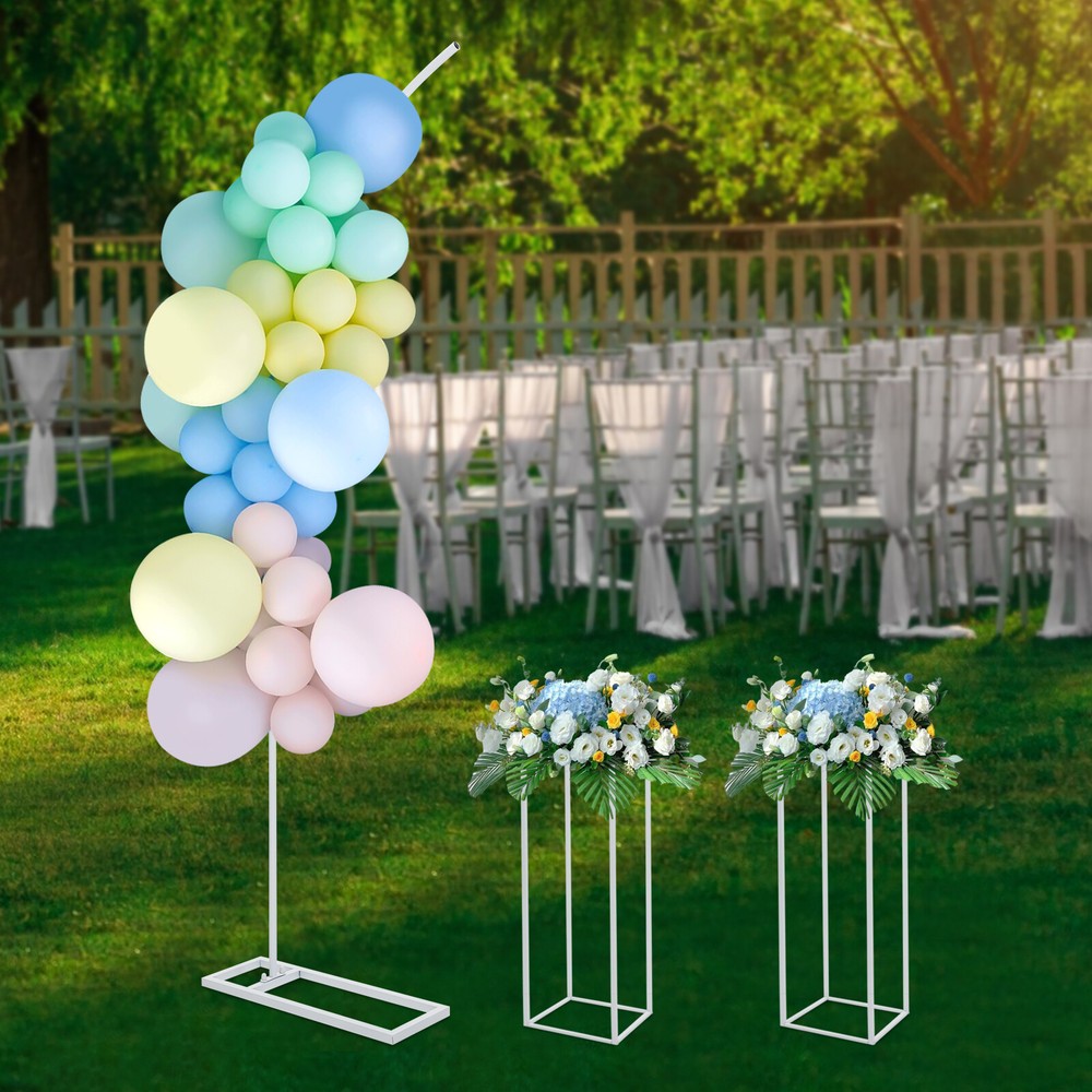 Arch Ballon Stand Backdrop Stand for Parties Wedding Flower Stand+2*Flower Stand