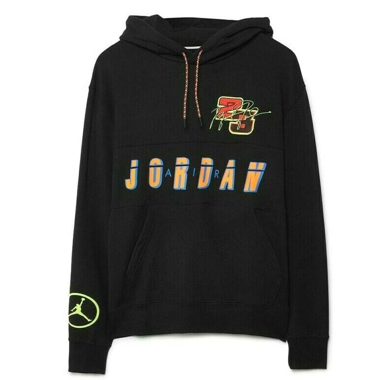 Jordan Hoodie #23 Sport DNA Racing Team Fleece Pullover Heavyweight Black Men XL