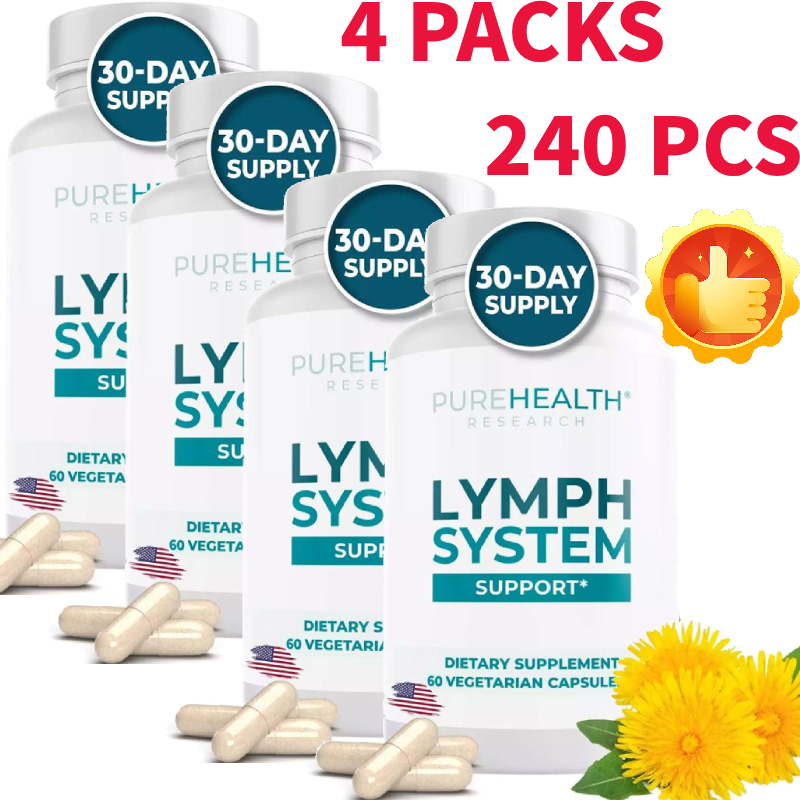 4 Packs PureHealth Lymphatic Support Supplement to Reduce Swelling & Boost Immunity