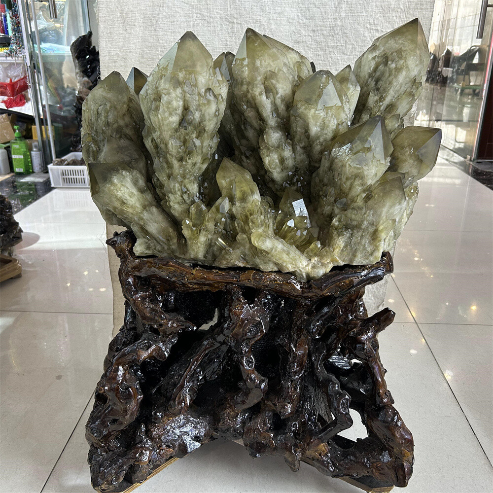 162g Large Natural Citrine Quartz Crystal Cluster Raw Mineral Specimen for Healing and Display with Stand