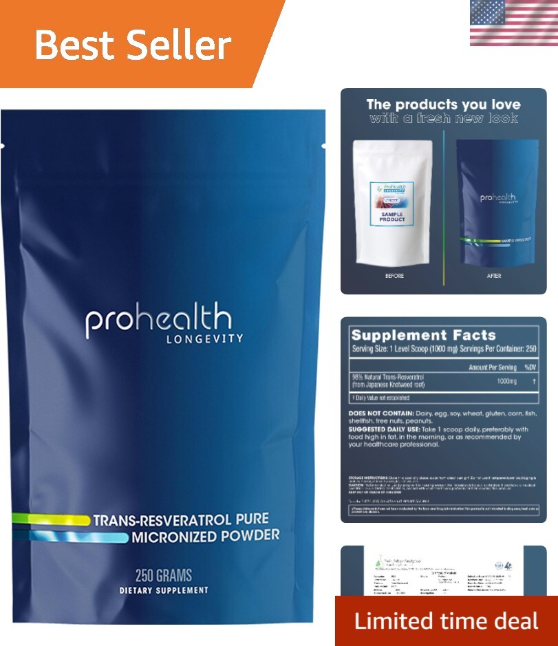 Longevity Bulk Trans Resveratrol Powder 250 Grams - Pure Pharmaceutical Grade...