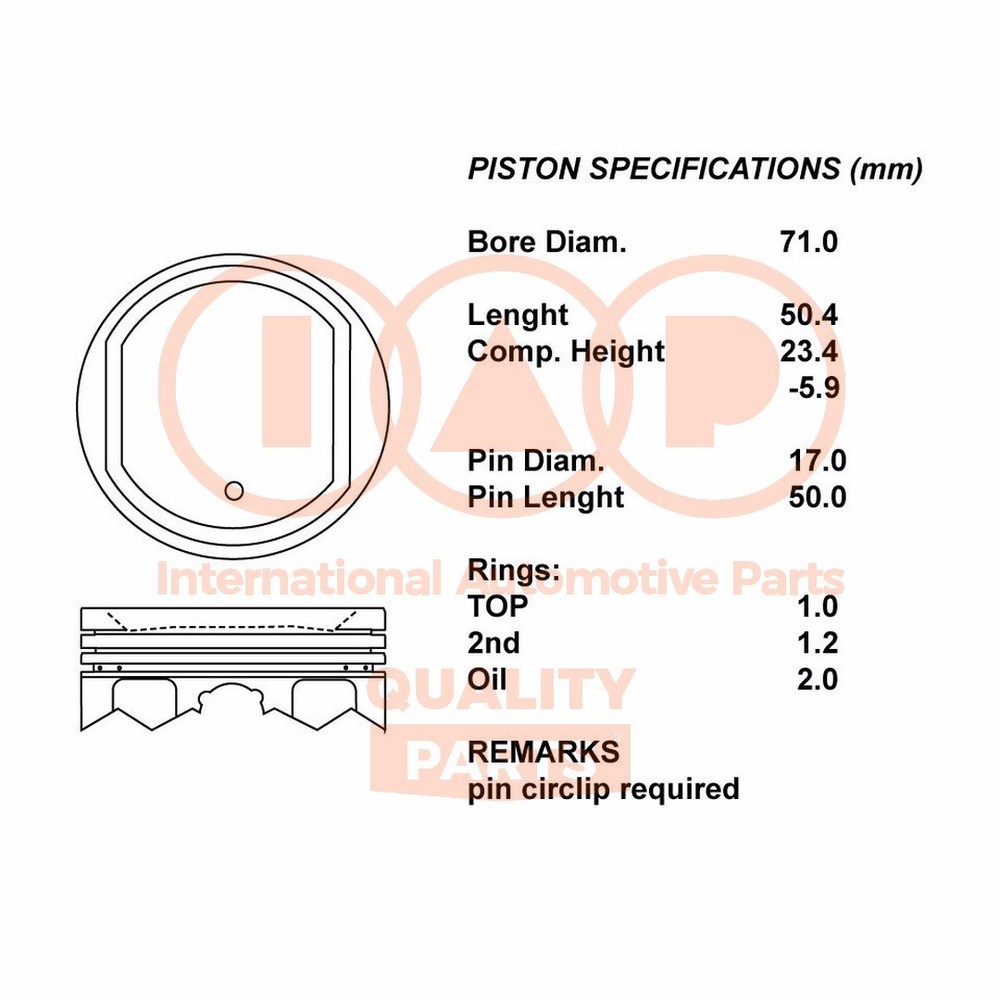 Complete Piston Series 100-16095 IAP QUALITY PARTS for Suzuki - Standard