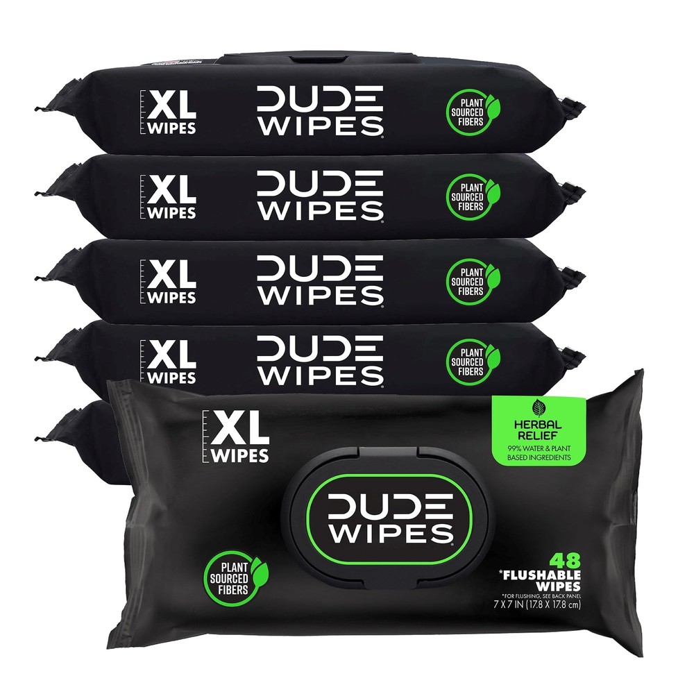 Wipes - Flushable Wipes - 6 Pack 288 Wipes - Herbal Relief Extra-Large Wet Wi...