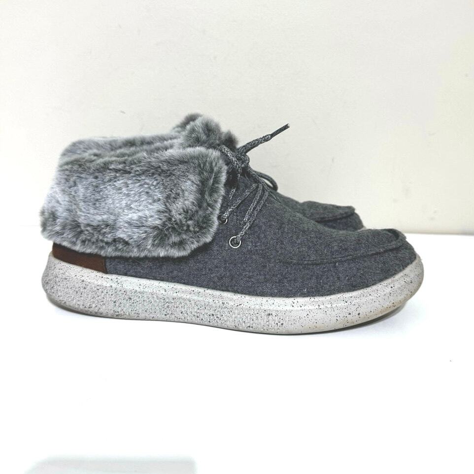 SKECHERS Women's Bobs Skipper Cotton Tails Gray Ankle Boots Size 8