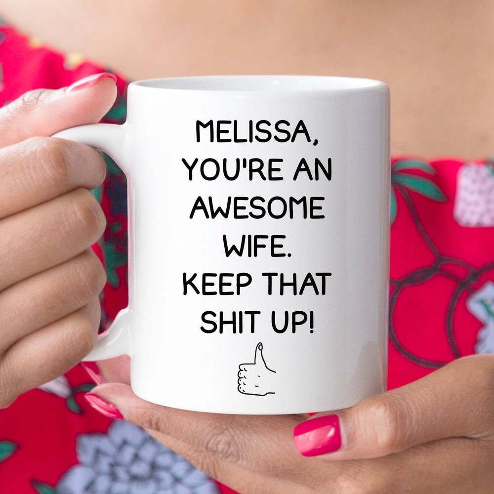 Wife Coffee Mug Personalized Awesome Wife Ceramic Cup Gift For Wife Microwave