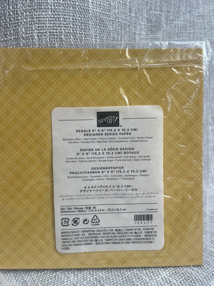 Stampin Up! Designer Series Paper Regals 40 Pages Full Pack 6” X 6”