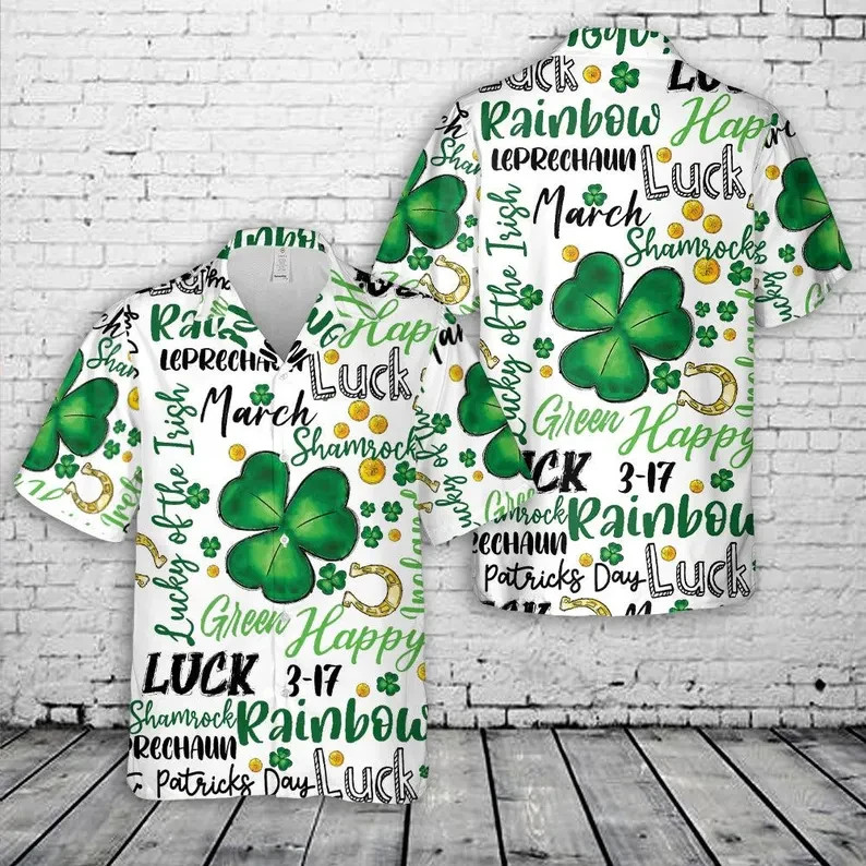 St Patrick's Day Shamrock Hawaiian Shirt Irish Green Party Aloha Gift