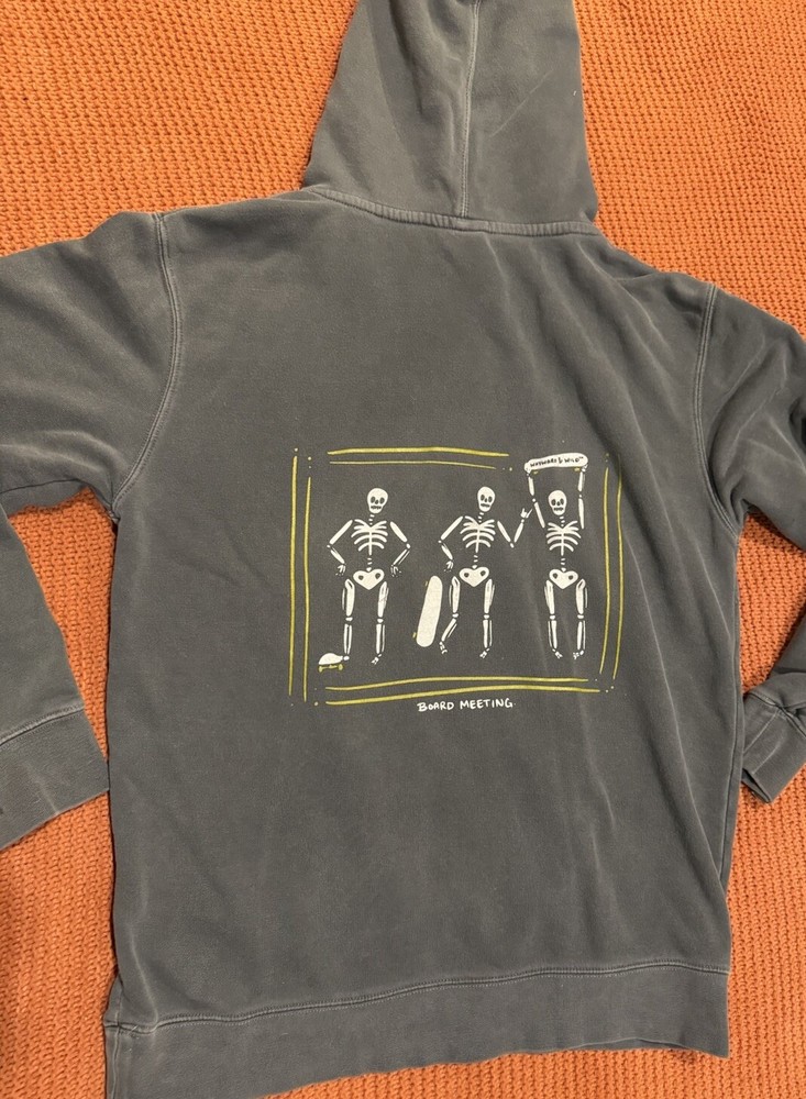 Independent Trading Co Gray  Hoodie Mens Medium Sweatshirt Skeletons Skate Board
