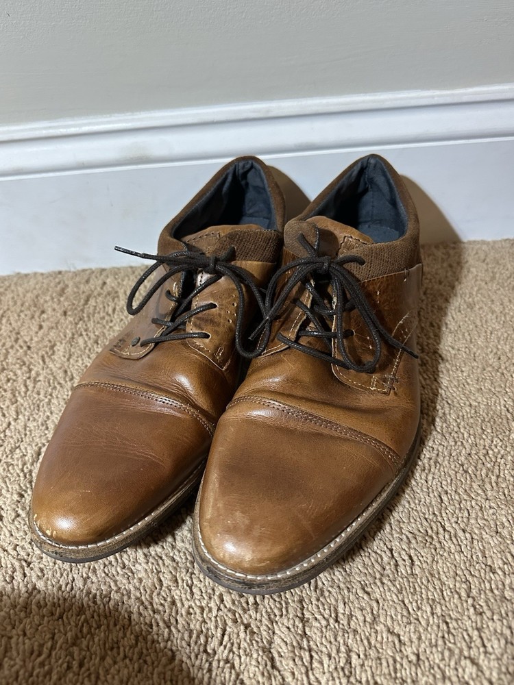 Bullboxer Davide Brown Leather Lace Up Casual Oxfords Dress Shoes Men's Size 11