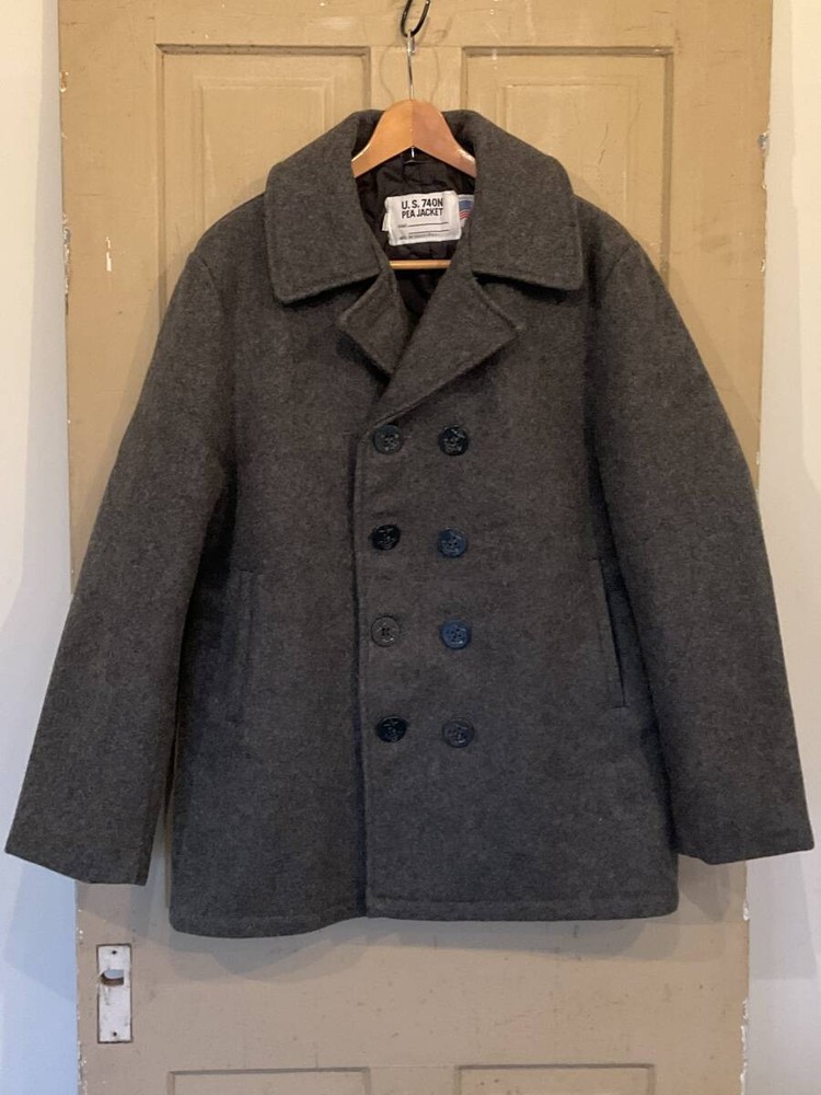 90S Usa Made Schott U.S.740N Pea Jacket Schott Peacoat 40 Navy Military Second-