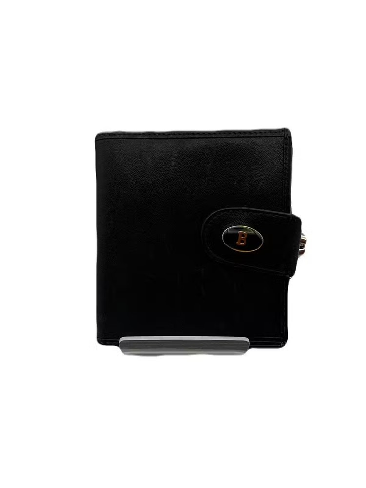 Bally Wallet Leather Black USED E0530-118